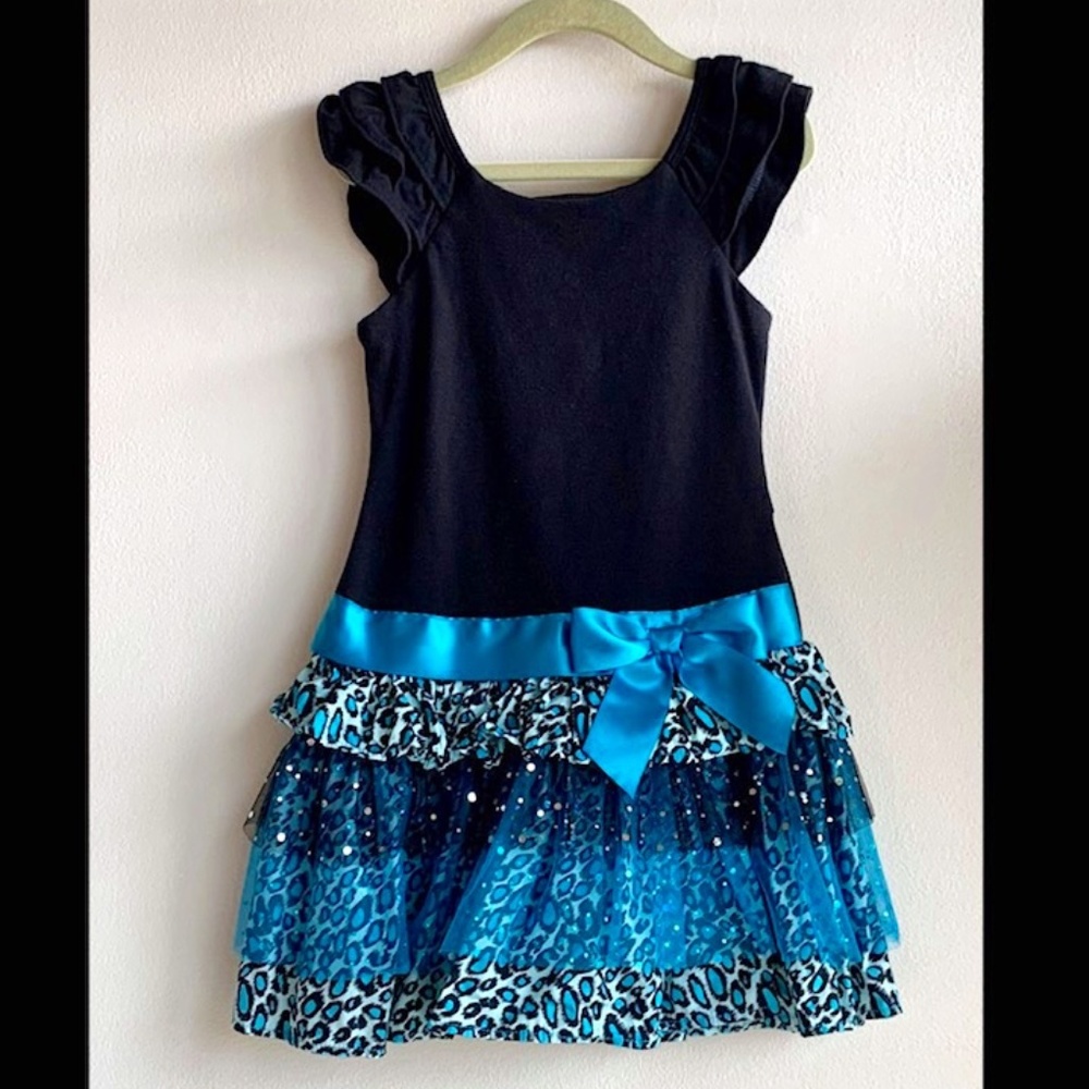 3/$45 ⭐️ Rare Editions Girl's Black and Turquoise Tutu Dress SIZE 4